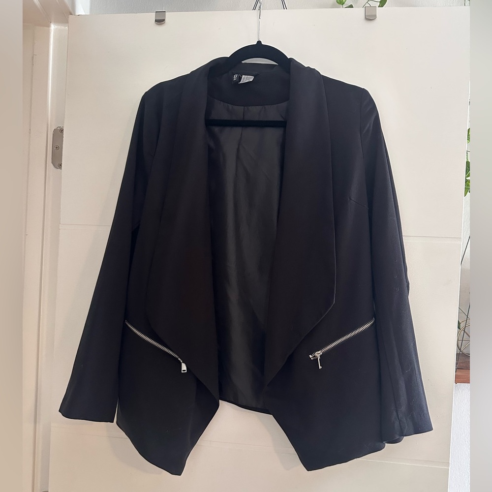 H&M Black Blazer with Silver Zippers